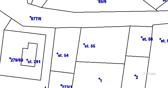 Parcela st. 55 v KÚ Kovářov, Katastrální mapa