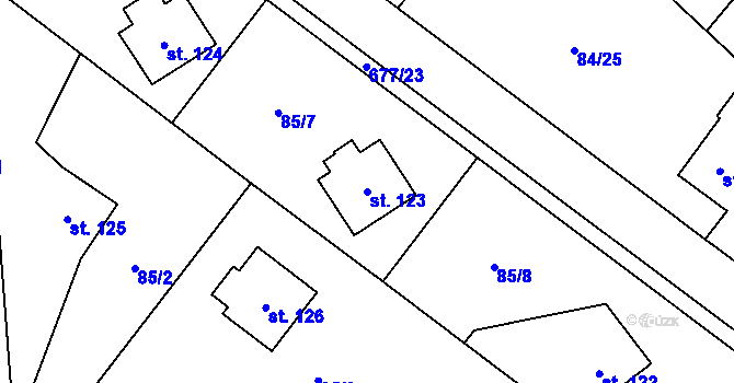 Parcela st. 123 v KÚ Kovářov, Katastrální mapa