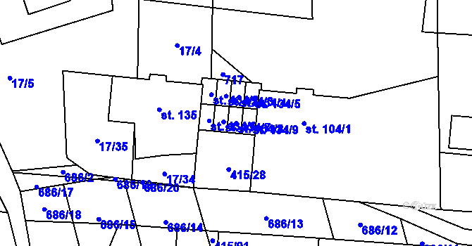 Parcela st. 134/8 v KÚ Kovářov, Katastrální mapa