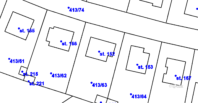 Parcela st. 152 v KÚ Kovářov, Katastrální mapa