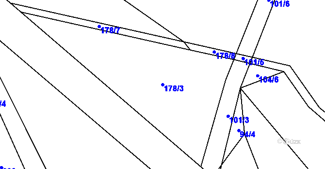 Parcela st. 178/3 v KÚ Kovářov, Katastrální mapa