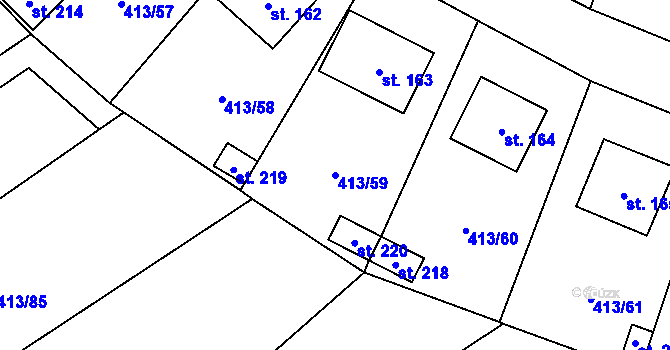 Parcela st. 413/59 v KÚ Kovářov, Katastrální mapa