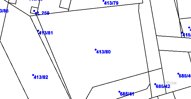 Parcela st. 413/80 v KÚ Kovářov, Katastrální mapa
