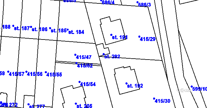 Parcela st. 292 v KÚ Kovářov, Katastrální mapa