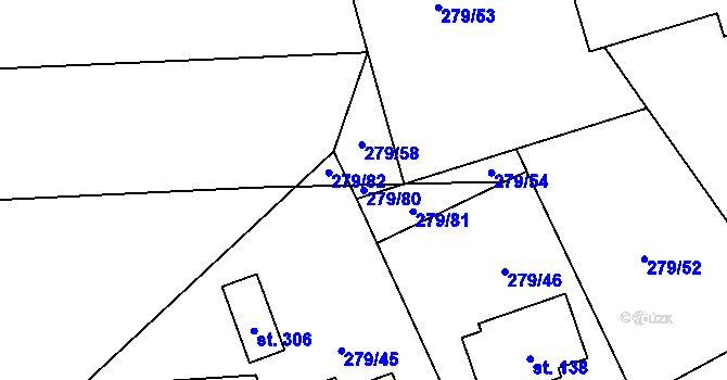 Parcela st. 279/80 v KÚ Kovářov, Katastrální mapa