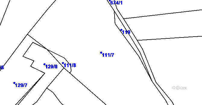 Parcela st. 111/7 v KÚ Kovářov, Katastrální mapa