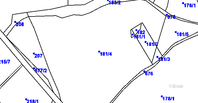 Parcela st. 181/4 v KÚ Kovářov, Katastrální mapa