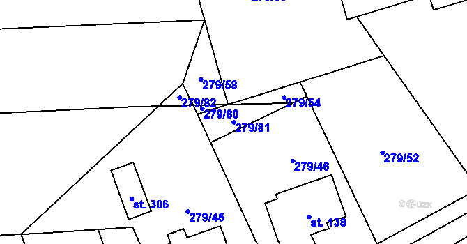Parcela st. 279/81 v KÚ Kovářov, Katastrální mapa