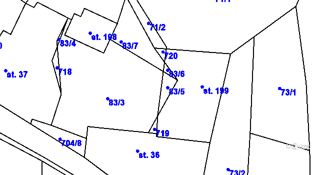 Parcela st. 83/5 v KÚ Kovářov, Katastrální mapa