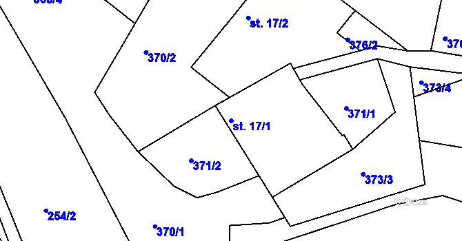 Parcela st. 17/1 v KÚ Radvánov, Katastrální mapa