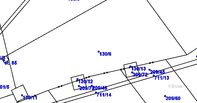 Parcela st. 130/6 v KÚ Radvánov, Katastrální mapa