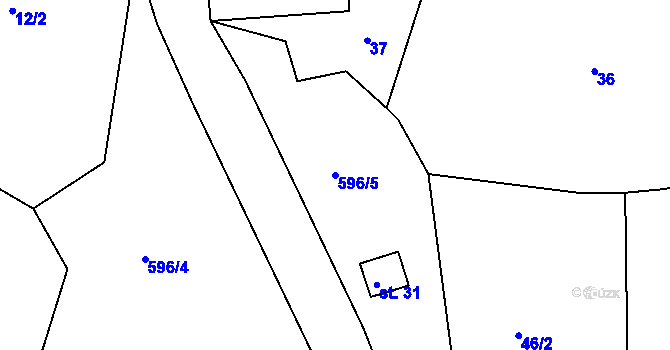 Parcela st. 596/5 v KÚ Vepice, Katastrální mapa