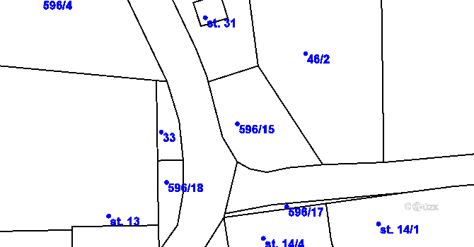 Parcela st. 596/15 v KÚ Vepice, Katastrální mapa