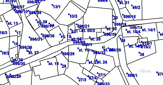 Parcela st. 600/1 v KÚ Vepice, Katastrální mapa