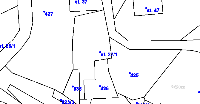 Parcela st. 27/1 v KÚ Vladyčín, Katastrální mapa