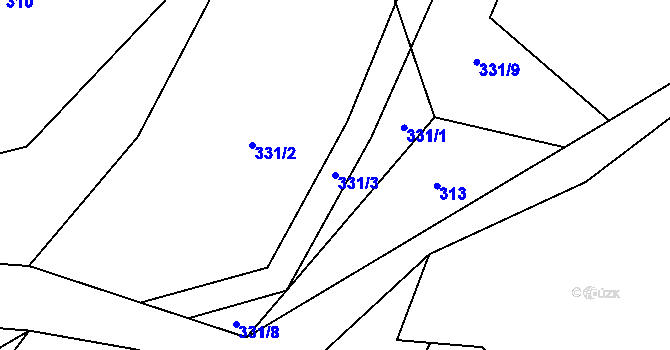 Parcela st. 331/3 v KÚ Vladyčín, Katastrální mapa