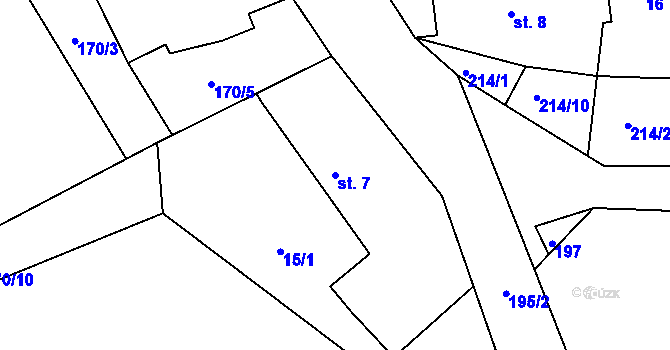 Parcela st. 7 v KÚ Hrbokov, Katastrální mapa