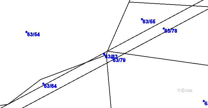 Parcela st. 63/83 v KÚ Hrbokov, Katastrální mapa