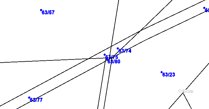 Parcela st. 63/75 v KÚ Hrbokov, Katastrální mapa