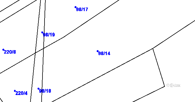 Parcela st. 98/14 v KÚ Hrbokov, Katastrální mapa