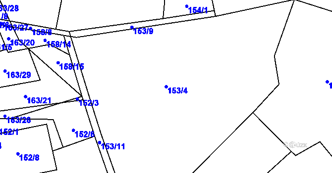 Parcela st. 153/4 v KÚ Hrbokov, Katastrální mapa