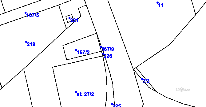 Parcela st. 226 v KÚ Hrbokov, Katastrální mapa