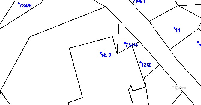 Parcela st. 9 v KÚ Kovářov u Seče, Katastrální mapa