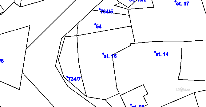 Parcela st. 16 v KÚ Kovářov u Seče, Katastrální mapa