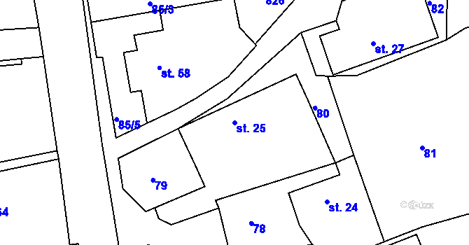 Parcela st. 25 v KÚ Kovářov u Seče, Katastrální mapa