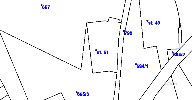Parcela st. 61 v KÚ Kovářov u Seče, Katastrální mapa