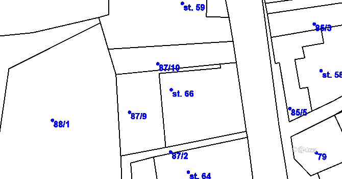 Parcela st. 66 v KÚ Kovářov u Seče, Katastrální mapa