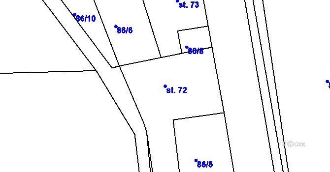 Parcela st. 72 v KÚ Kovářov u Seče, Katastrální mapa