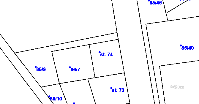 Parcela st. 74 v KÚ Kovářov u Seče, Katastrální mapa