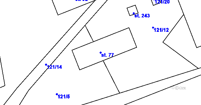 Parcela st. 77 v KÚ Kovářov u Seče, Katastrální mapa