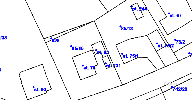 Parcela st. 83 v KÚ Kovářov u Seče, Katastrální mapa
