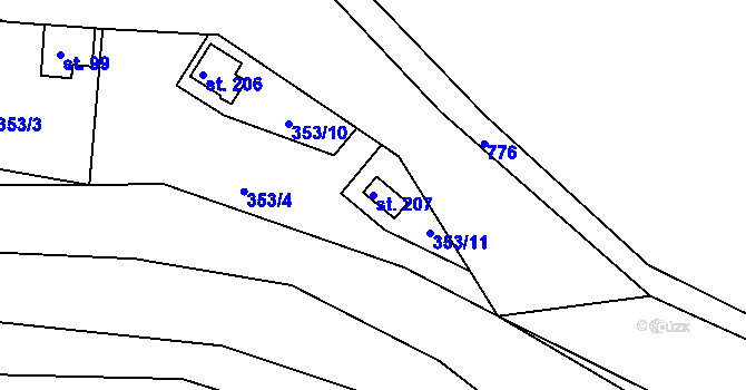 Parcela st. 207 v KÚ Kovářov u Seče, Katastrální mapa