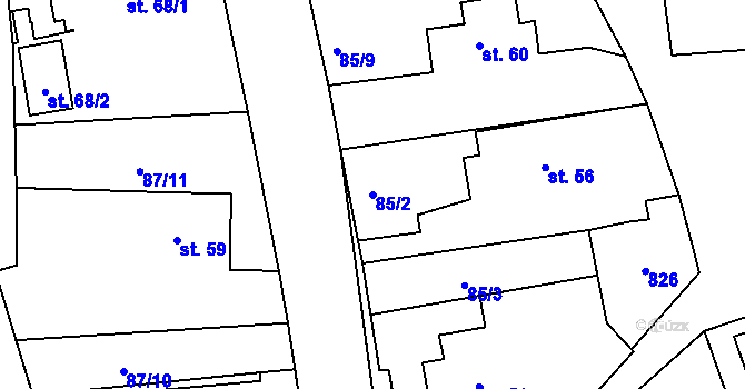 Parcela st. 85/2 v KÚ Kovářov u Seče, Katastrální mapa
