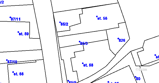Parcela st. 85/3 v KÚ Kovářov u Seče, Katastrální mapa