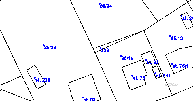 Parcela st. 85/36 v KÚ Kovářov u Seče, Katastrální mapa