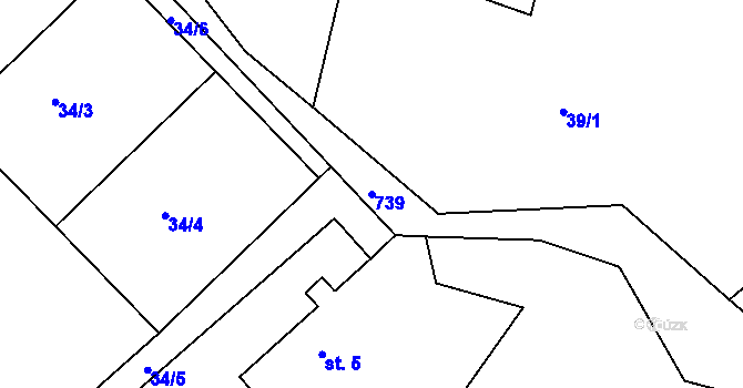 Parcela st. 739 v KÚ Kovářov u Seče, Katastrální mapa