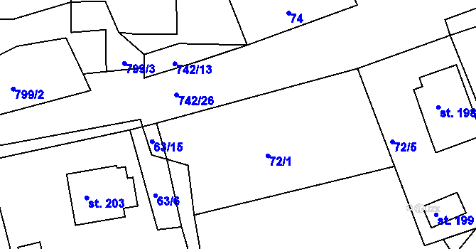 Parcela st. 742/10 v KÚ Kovářov u Seče, Katastrální mapa