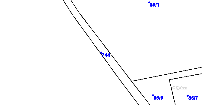 Parcela st. 744 v KÚ Kovářov u Seče, Katastrální mapa