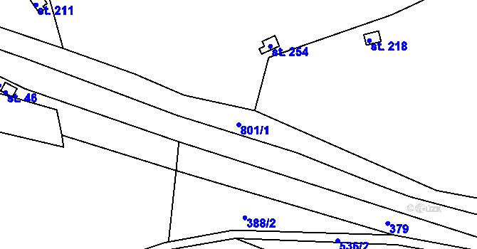 Parcela st. 801/1 v KÚ Kovářov u Seče, Katastrální mapa