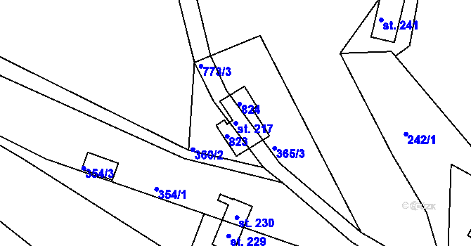 Parcela st. 217 v KÚ Kovářov u Seče, Katastrální mapa