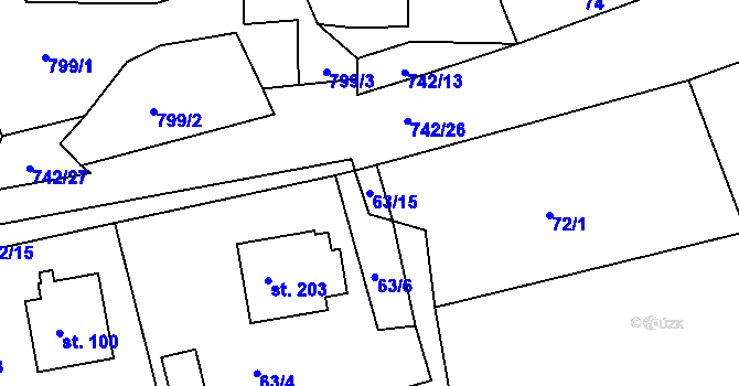 Parcela st. 63/15 v KÚ Kovářov u Seče, Katastrální mapa