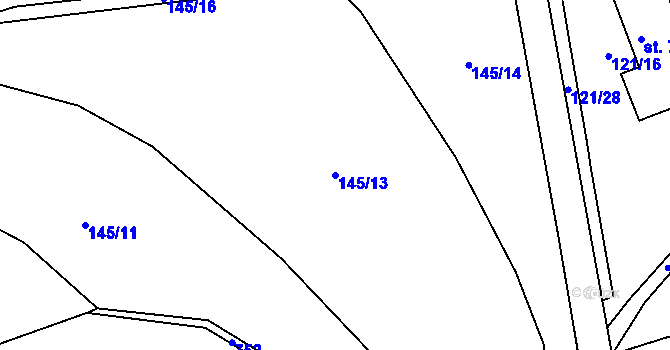 Parcela st. 145/13 v KÚ Kovářov u Seče, Katastrální mapa