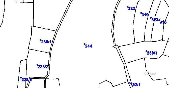 Parcela st. 244 v KÚ Kovářov u Seče, Katastrální mapa