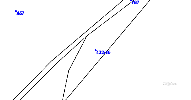Parcela st. 432/16 v KÚ Kovářov u Seče, Katastrální mapa