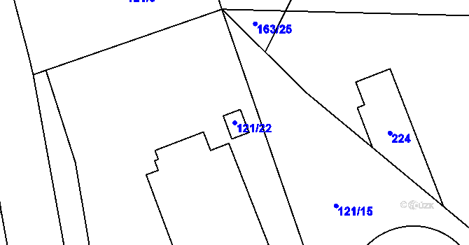 Parcela st. 121/22 v KÚ Kovářov u Seče, Katastrální mapa