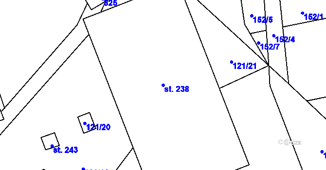 Parcela st. 238 v KÚ Kovářov u Seče, Katastrální mapa